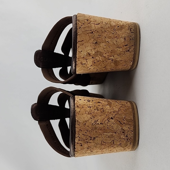 Donald J Pliner Clare Wedge Sandal Cork Fuax Snakeskin Fabric Straps Size 9M - Picture 7 of 16